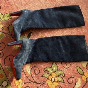 Teal suede high boots